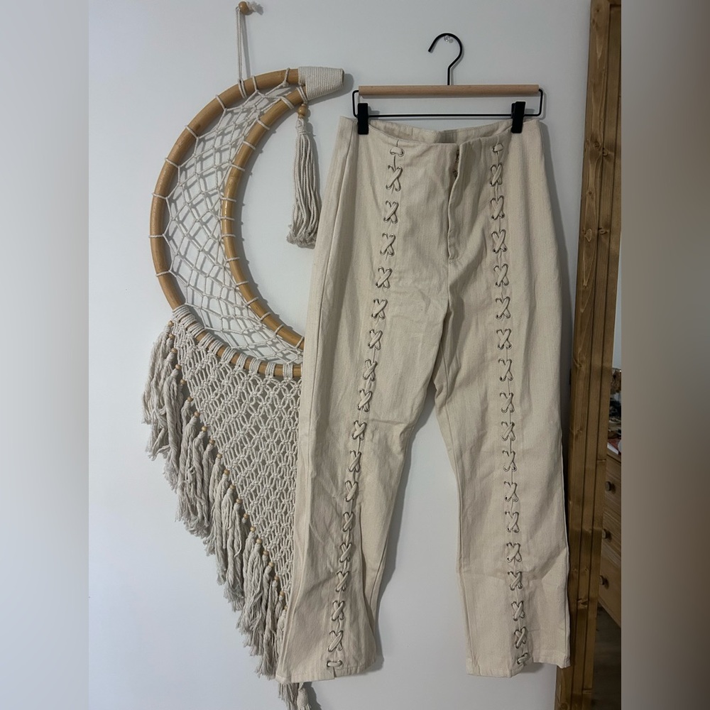 VICI Cream Lace-Up Trousers